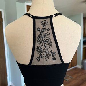 Fabletics Black Tattoo Athletic Yoga Bra Small